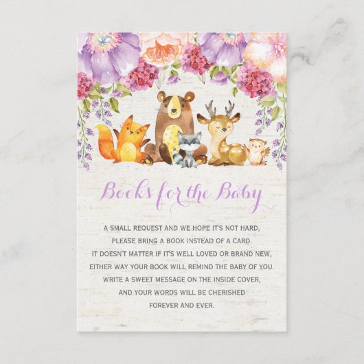 紫のフローラ森林動物ブックリクエスト エンクロージャーカード (正面)