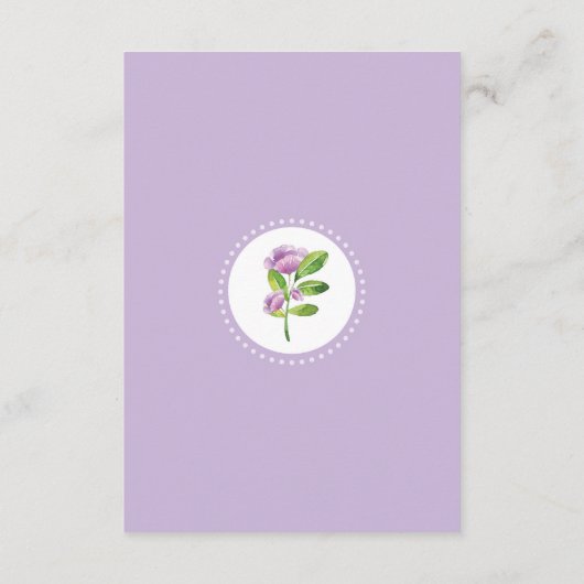 紫のフローラ森林動物ブックリクエスト エンクロージャーカード (裏面)
