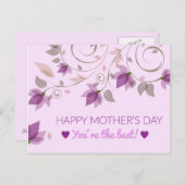 紫のフローラ母の日のご挨拶 ポストカード (正面/裏面)