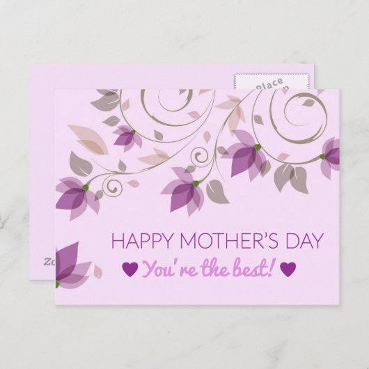 紫のフローラ母の日のご挨拶 ポストカード (正面/裏面)