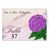 紫のフローラ水の結婚色のテーブルテントカード (正面横)