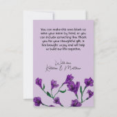 紫のフローラ水の結婚色 サンキューカード (裏面)