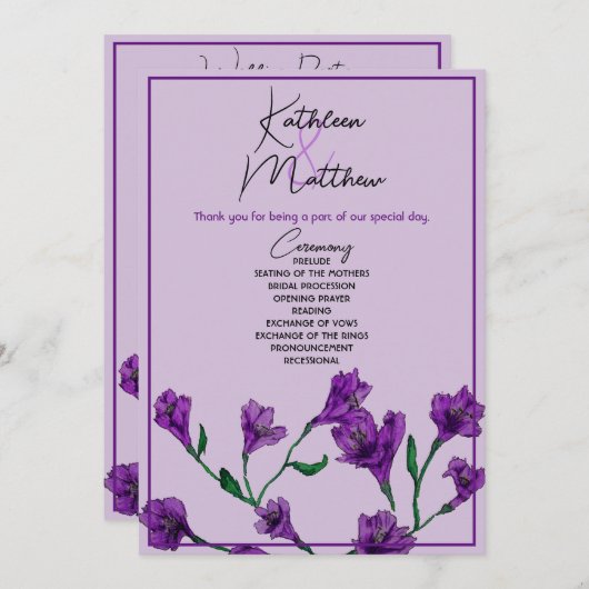 紫のフローラ水の結婚色 プログラム (正面/裏面)