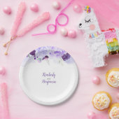 紫のフローラ水の結婚色 ペーパープレート (パーティー)