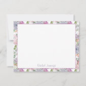 紫のフローラ水の色のスケッチパーソナライズされた名 ノートカード (正面)