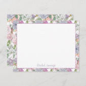 紫のフローラ水の色のスケッチパーソナライズされた名 ノートカード (正面/裏面)