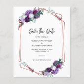 紫のフローラ水の色日付はがきを保存 (正面)