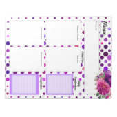 紫のフローラ水玉模様_病気温度2 ノートパッド (正面)