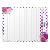 紫のフローラ水玉模様_看護ノート ノートパッド (正面)