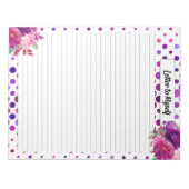 紫のフローラ水玉模様_自分自身への手紙 ノートパッド (正面)