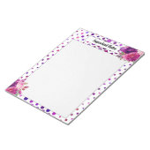 紫のフローラ水玉模様_重要な注意事項 ノートパッド (アングル)