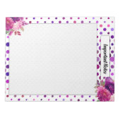 紫のフローラ水玉模様_重要な注意事項 ノートパッド (正面)