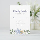 紫のフローラ水結婚色の応答カード 出欠カード (スタンド正面)