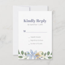 紫のフローラ水結婚色の応答カード