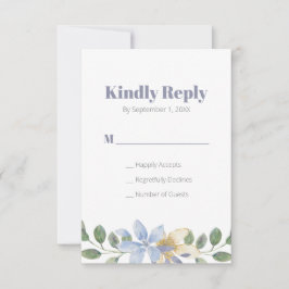 紫のフローラ水結婚色の応答カード 出欠カード