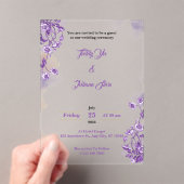 紫のフローラ水色のアクリルの結婚式の招待 アクリル招待状 (インサイチュ (ポータブル))