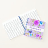 紫のフローラ水色の素朴な木のカスタム正方形 ノートブック (内部)