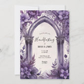 紫のフローラ水色ゴシックのハンドスト異教のング 招待状 (正面)