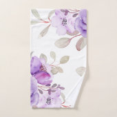 紫のフローラ水色バッシュホワイト バスタオルセット (ハンドタオル)