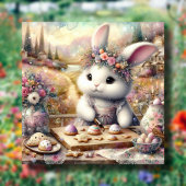 紫のフローラ水色バニーとイースタートリート シーズンカード