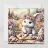 紫のフローラ水色バニーとイースタートリート シーズンカード (正面)