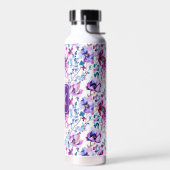 紫のフローラ水色モノグラムの ウォーターボトル (左面)