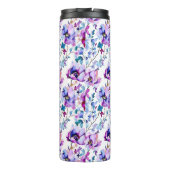 紫のフローラ水色モノグラムの タンブラー (裏面)