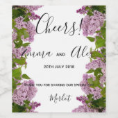 紫のフローラ水色 |ワインボトルラベル ワインラベル (シングルラベル)