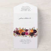 紫のフローラ秋の水の色の写真結婚の オールインワン招待状 (外側)