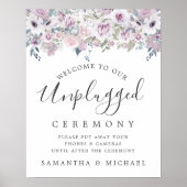 紫のフローラ結婚が外れた式のサイン ポスター