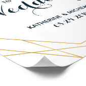 紫のフローラ結婚の歓迎サイン ポスター (角)