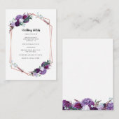 紫のフローラ結婚の詳細エンクロージャ ノートカード (正面/裏面)