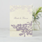 紫のフローラ結婚式招待状カード 招待状 (スタンド正面)