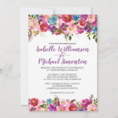 紫のフローラ結婚式招待状テンプレート 招待状 (正面)