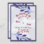 紫のフローラ結婚式招待状：夢 シーズンカード (正面/裏面)