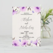 紫のフローラ結婚式招待状 招待状 (スタンド正面)