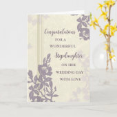 紫のフローラ継女結婚式の日 カード (黄色い花)