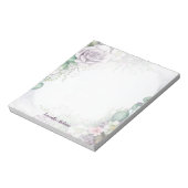 紫のフローラ緑の葉の水色エレガント ノートパッド (回転)