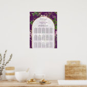 紫のフローラ緑の金ゴールド結婚のシーティングチャート ポスター (キッチン)