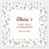 紫のフローラ背景の最初のコミュニティ スクエアシール (正面)