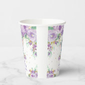 紫のフローラ花かわいい象の赤ちゃんシャワー 紙コップ (左)