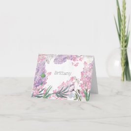 紫のフローラ薄紫 パーソナライズされた ノートカード