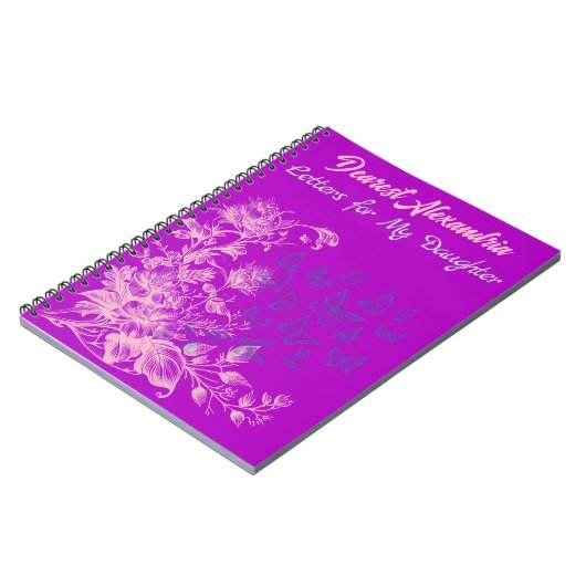 紫のフローラ蝶の手紙を私の娘に ノートブック (左側)