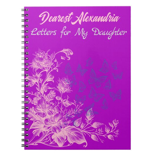 紫のフローラ蝶の手紙を私の娘に ノートブック (正面)