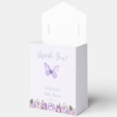 紫のフローラ蝶の赤ちゃんシャワーありがとう フェイバーボックス (見開き)