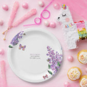 紫のフローラ蝶の赤ちゃんシャワーの招待 ペーパープレート (パーティー)