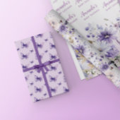 紫のフローラ蝶の赤ちゃんシャワーパーソナライズされた ラッピングペーパーシート