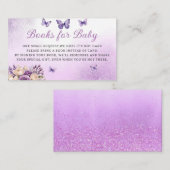 紫のフローラ蝶の赤ちゃんシャワーブックベビー エンクロージャーカード (正面/裏面)
