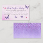 紫のフローラ蝶の赤ちゃんシャワーブックリクエスト エンクロージャーカード (正面/裏面)