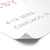 紫のフローラ蝶の赤ちゃんシャワー歓迎サイン ポスター (角)